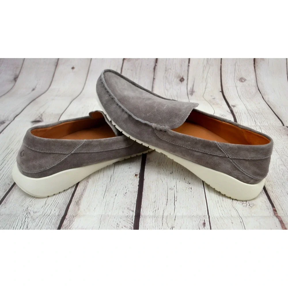 OLUKAU Men's Ka'a Leather Suede Loafers SIZE 14 Gray BRAND‎ NEW
